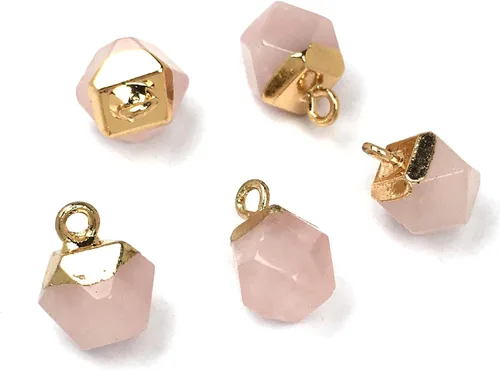 Miniatura 5 de QSLLER 10 dijes de ágata de piedra natural, colgantes de cuarzo de ágata facetada, dijes para bricolaje para hacer collares o joyas