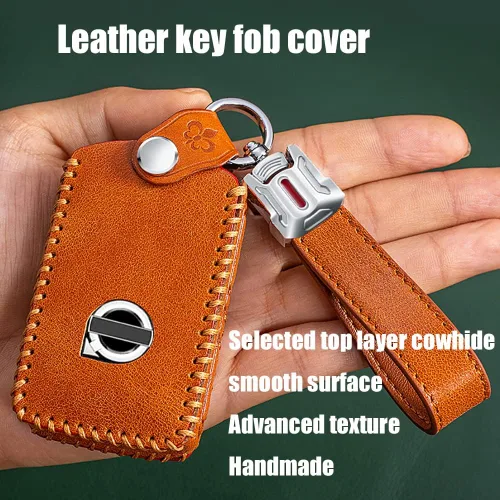 Miniatura 5 de 2022 Funda de llave de cuero para llavero de protección para Volvo XC40 XC60 XC90 S90 V90 Funda de llave inteligente con llaveros Accesorios Funda