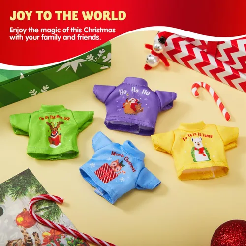 Miniatura 7 de JOYIN 4 paquetes de ropa de Navidad para muñeca, elegante conjunto de ropa de muñeca, decoraciones navideñas y especiales de vacaciones