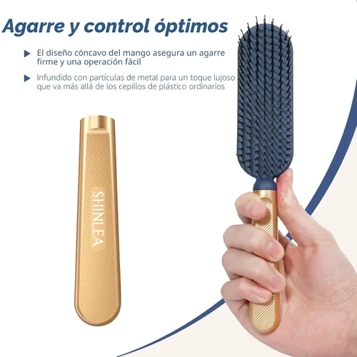 Miniatura 4 de SHINLEA Cepillo de pelo delgado para cabello fino, delgado y grueso, cerdas de nailon dobles suaves para desenredar y masajes profundos, mango