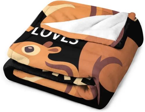 Miniatura 7 de Manta de ardilla de regalo – 40 x 50 pulgadas linda manta para niñas – Manta negra suave y acogedora mullida para sofá Ardilla1-1