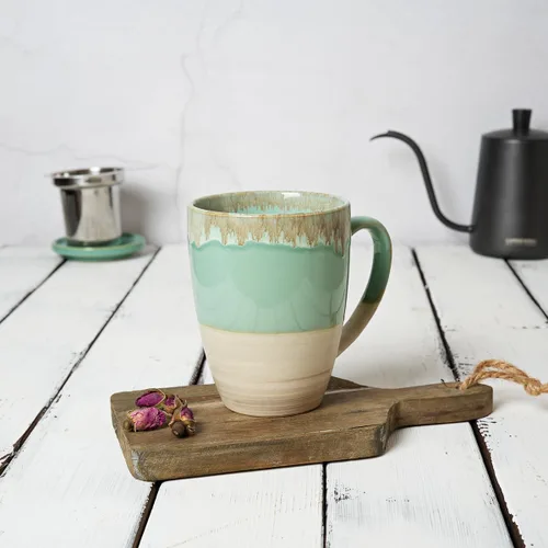 Miniatura 4 de Bosmarlin Taza de té de cerámica con infusor y tapa, 13.5 onzas, 5 colores a elegir, apta para lavavajillas y microondas, esmalte reactivo, taza