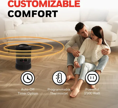 Miniatura 5 de Honeywell HHF360V - Calentador forzado de ventilador envolvente de 360 grados con salida de calor envolvente, calentador portátil de eficiencia