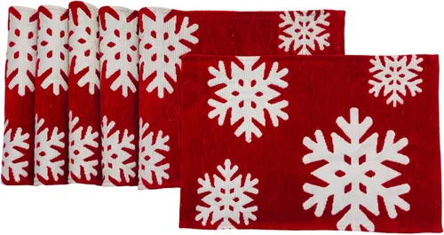 Miniatura 28 de Juego de seis (6) manteles individuales de Navidad con textura de chenilla de Fancy Fun, tejido de tapicería, para fiestas, Navidad, temporadas