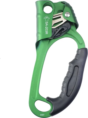 Ascensor de mano CE, equipo de engranaje de rapel de 308.6 lbs con mango de goma ergonómico para arbolista de árboles de escalada en roca,