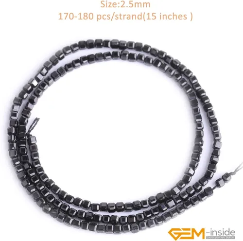 Miniatura 2 de GEM-Inside - Cuentas espaciadoras pequeñas de 0.098 in de espinela negra natural, cuentas espaciadoras en forma de cubo facetado, cuentas para hacer