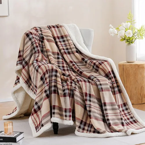 Miniatura 9 de PU MEI - Cobija de vellón sherpa de 50 x 60 pulgadas, suave, acogedora, gruesa y cálida para sofá o cama Gris y azul