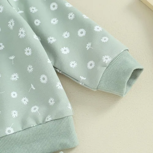 Miniatura 4 de Mandizy Conjunto de ropa de bebé niña otoño 3 6 9 12 18 24 meses sudadera de manga larga y pantalones con estampado floral y diadema