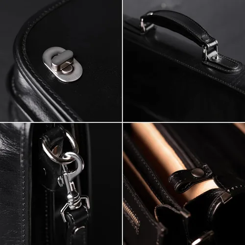 Miniatura 5 de Time Resistance Maletín de cuero para hombres - Maletín para laptop de cuero italiano de grano completo - Bolso de mensajero - Caja de regalo