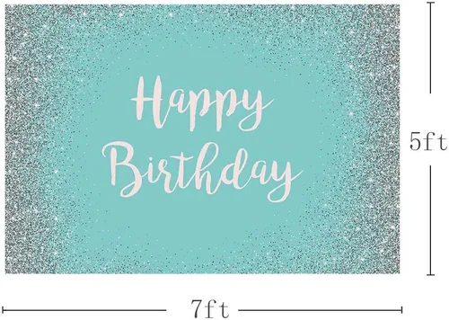 Miniatura 2 de MEHOFOND Fondo de fotos con purpurina plateada y turquesa, accesorios de fondo azul brillante plateado para niña dulce 16 niña feliz cumpleaños