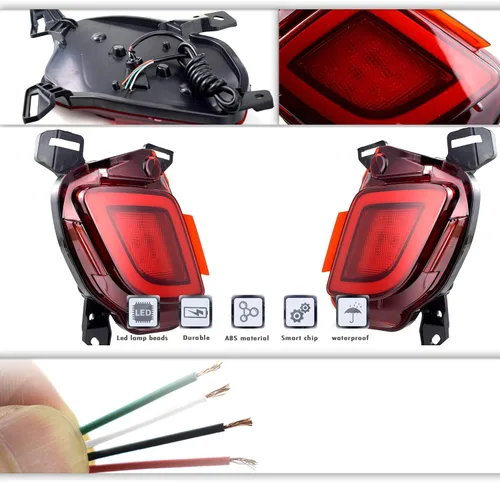 Miniatura 2 de GeeGee Conjunto de luz antiniebla de parachoques trasero LED de lente roja, compatible con Toyota Highlander 2015-2018, funciona como lámpara