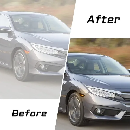 Miniatura 4 de Carcasas de luz de marcador lateral con lente ahumado blanco/ámbar para defensa delantera, compatibles con Honda 10ª generación Civic Coupé Sedán