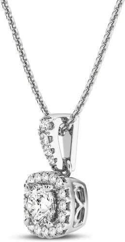 Miniatura 2 de Femme Luxe Collar con colgante cuadrado de halo de diamantes cultivados en laboratorio de 033 quilates en plata de ley 925 cadena de cable de 18