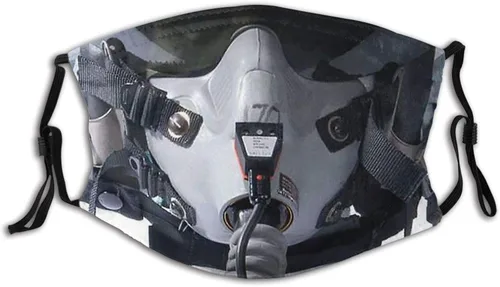 Fighter Pilot - Mascarilla lavable a la moda para adultos resistente al polvo y al viento reutilizable correas ajustables para las orejas color negro