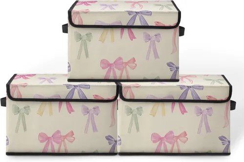 Miniatura 17 de Contenedores de almacenamiento apilables para ropa con tapas, organizadores de clóset con estampado de gatos de tela para el hogar y la oficina