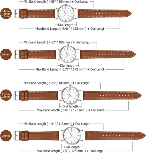 Miniatura 6 de Fullmosa Genuine Leather 14mm 16mm 18mm 19mm 20mm 22mm and 24mm Watch Bands, Quick Release Watch Band for Men and Women, Fits Samsung Galaxy Watch