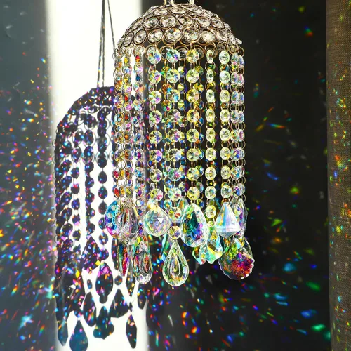 Miniatura 12 de Atrapasueños de Cristal para Ventana Colgante Campanilla de Viento Jardín Porche Hogar Boda Fiesta Fabricante de Arco Iris Perlas de Cristal