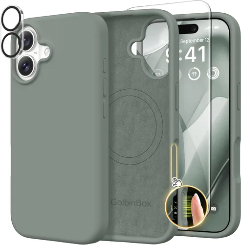 Miniatura 128 de GolbinBox Funda magnética para iPhone 17, compatible con MagSafe, cubierta de silicona integrada para control de cámara, funda de silicona líquida a