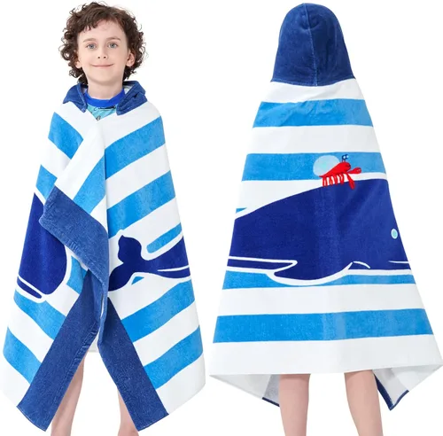 Toallas de baño para niños, toalla para niños con capucha para playa, baño, piscina, toallas de natación de 30 x 50 pulgadas, tamaño grande, ultra