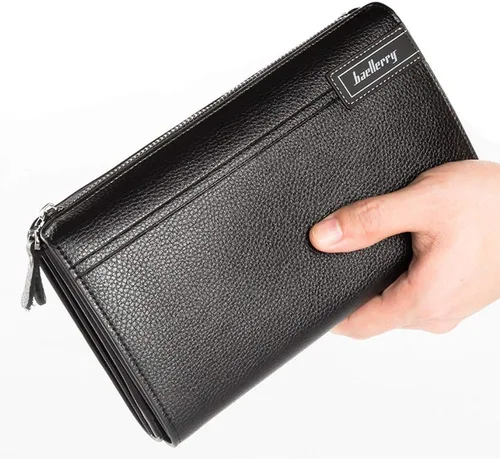 Miniatura 4 de Cartera larga de cuero para hombre, bolso de mano grande para negocios, tarjetero para teléfono, regalo para hombres, padre, hijo, marido, novio
