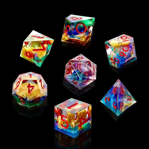 Miniatura 9 de DND - Juego de dados de borde afilado, 7 piezas de dados poliédricos DND con exquisito embalaje de caja de hoja, ideal para juegos de rol