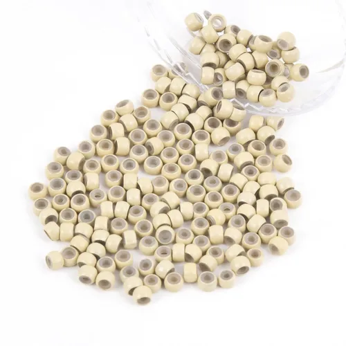 Miniatura 29 de Vlasy 100 Piezas Cuentas de Nano Anillo con Forro de Silicona para Extensiones de Cabello Humano con Nano Anillo 5 Colores Opcionales (Negro)