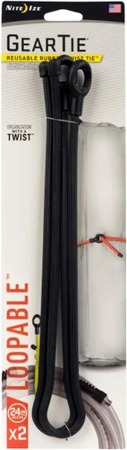 Miniatura 9 de Nite IZE Gear Tie Loopable, el original lazo de goma reutilizable con lazo integrado resistente, 12 pulgadas, negro, paquete de 2, fabricado