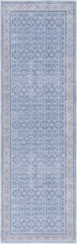 Miniatura 3 de SAFAVIEH Tucson Collection - Alfombra lavable de 2 pies 6 pulgadas x 6 pies, azul y al óxido, antideslizante y fácil de limpiar, ideal para pasillo
