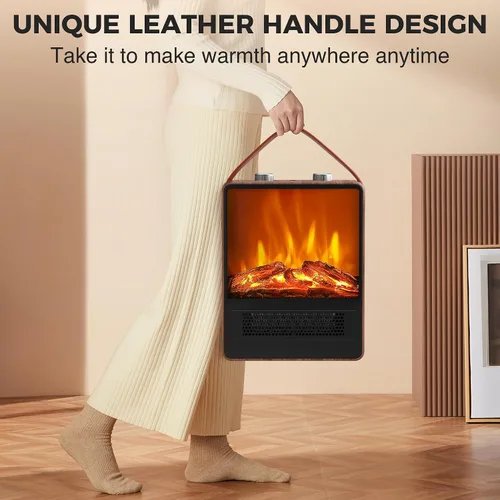 Miniatura 6 de Riseon - Calefactor Eléctrico de Chimenea para Uso en Interiores, 1500W/750W, Chimenea Calentador con Llama LED 3D, Protección de Doble Seguridad