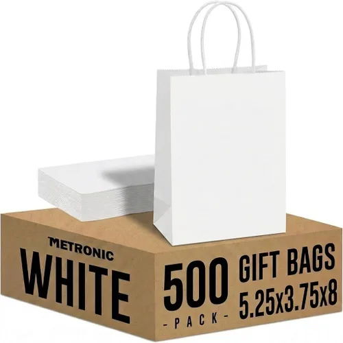 Miniatura 16 de METRONIC Bolsas de papel marrón de 10 x 5 x 13 pulgadas, 50 unidades, bolsas de regalo de papel kraft de tamaño mediano con asas, bolsa de papel