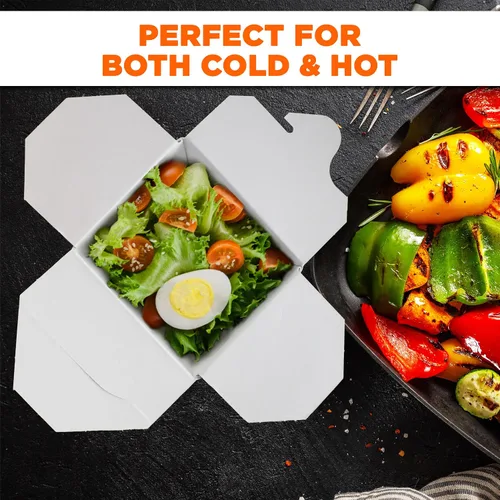 Miniatura 4 de Fit Meal Prep Paquete de 50 cajas chinas para llevar – 32 oz contenedores de alimentos chinos blancos lisos para comidas asiáticas – Cajas de comida