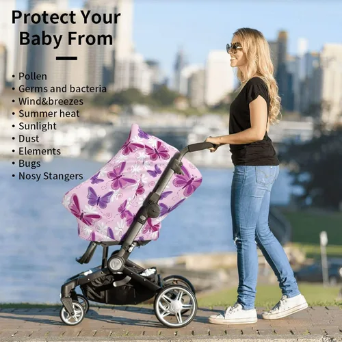 Miniatura 8 de Lindas fundas de asiento de coche con diseño de mariposa para bebé, multiusos para asiento de automóvil, cubierta de transporte transpirable
