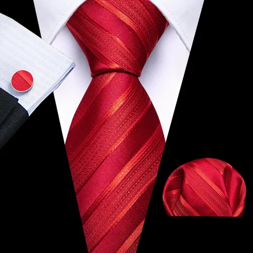 Miniatura 369 de Barry.Wang Juego de corbatas para hombre, corbata de seda a rayas, tejido a cuadros, gemelos formales, negocios, boda