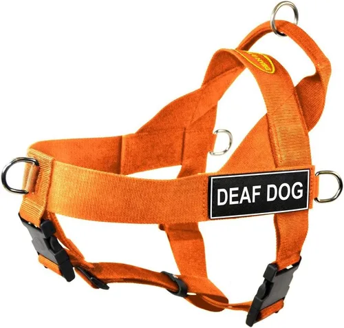 Miniatura 2 de Dean & Tyler DT - Arnés universal para perro sin tirar, con parches para perros sordos, pequeño, color naranja
