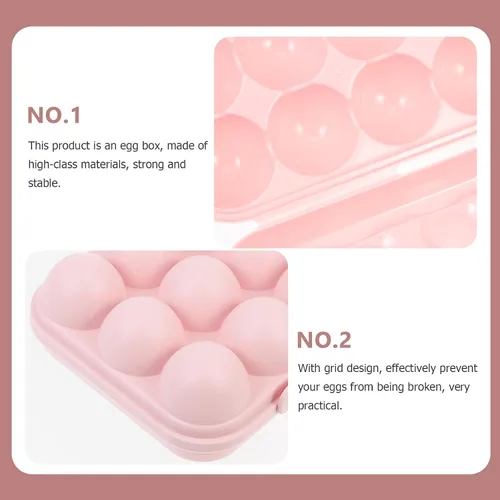 Miniatura 4 de Hemoton 2 soportes para huevos para refrigerador, caja de almacenamiento de huevos para refrigerador, dispensador de huevos, bandeja