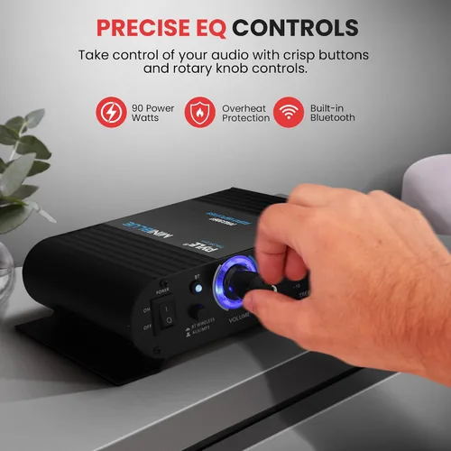 Miniatura 4 de Pyle PFA330BT mini amplificador inalámbrico estéreo Bluetooth de 90 Watt - entradas para micrófono, RCA, y auxiliar de 3,5 mm