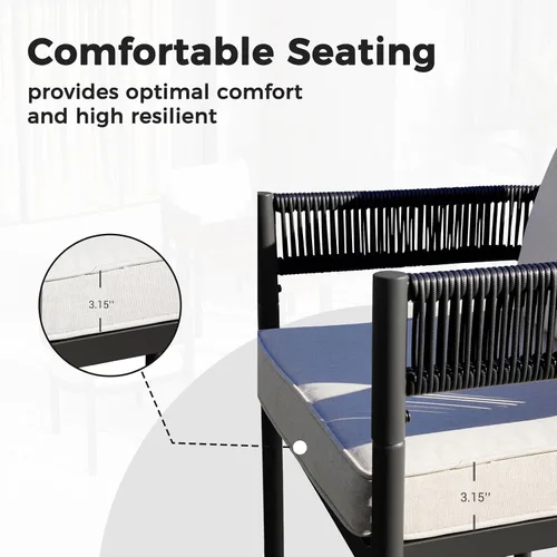 Miniatura 6 de Grand patio - Juego de 2 sillas de comedor para exterior, 2 piezas de sillas de comedor para patio, sillas fijas de patio de mimbre tejido en metal