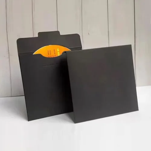 Miniatura 2 de 25 fundas de CD y DVD de papel kraft negro, sobres de cartón para almacenamiento de CD/DVD