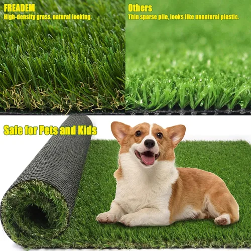 Miniatura 9 de FREADEM - Alfombra de césped artificial sintética gruesa de 3 x 3 pies, tapete de césped artificial para perro con drenaje, para césped al aire