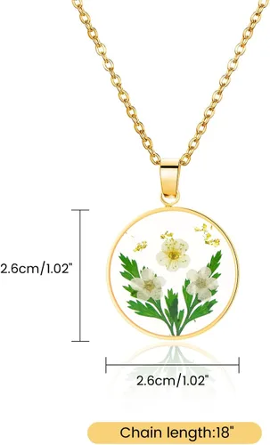 Miniatura 126 de Pressed Flower Necklace Gift for Women Personalized Handmade Necklaces Birth Flower Necklace