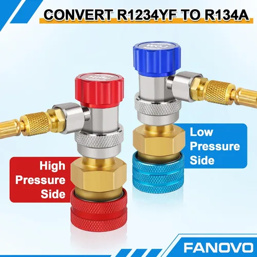 Miniatura 2 de Kit de adaptador R1234yf a R134a, R1234yf a R134a adaptadores de acoplador rápido de lado alto y bajo, adaptador R134a a R1234yf, kit de acopladores