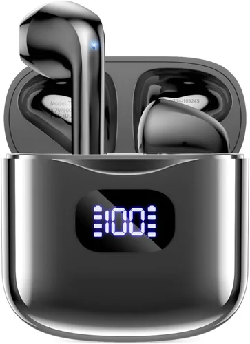 Miniatura 8 de KTGEE Auriculares inalámbricos Bluetooth 5.3, reproducción de 40 horas, auriculares estéreo con pantalla LED, estuche de carga IPX7, auriculares