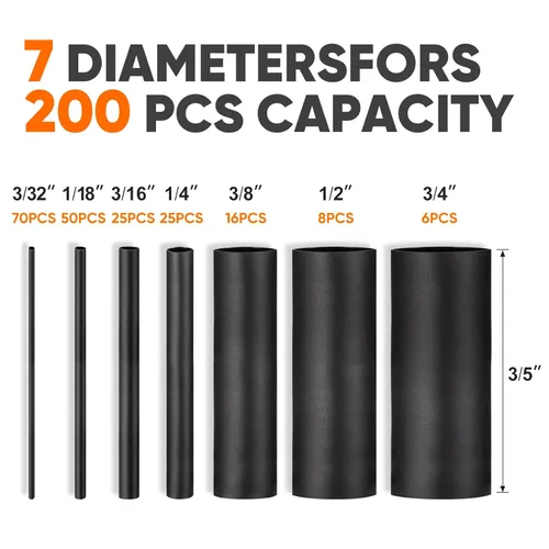 Miniatura 2 de Eventronic - Kit de tubos termorretráctiles de 200 piezas, longitud extra de 3.54 pulgadas, relación 3:1, tubo de doble pared con fuerte