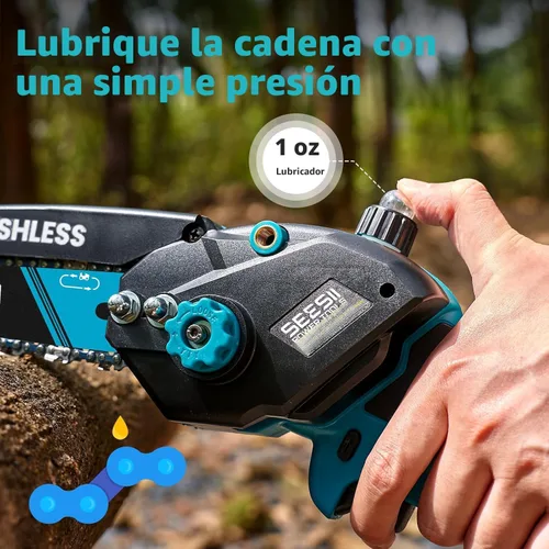Miniatura 5 de SEESII Mini motosierra inalámbrica, de 8 pulgadas y 6 pulgadas, motosierra eléctrica con 2 baterías y engrasador automático, motosierra de mano sin
