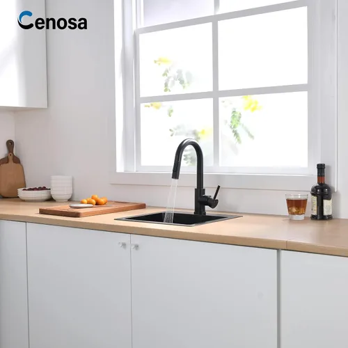Miniatura 6 de Cenosa Moderno grifo de fregadero de barra para fregadero de cocina, manija única con rociador extraíble, grifo de fregadero de preparación fría y 4