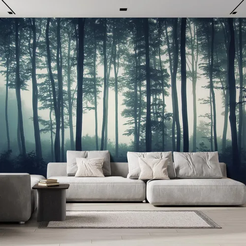 wall26 Mural de pared de paisaje de un bosque brumoso, calcomanía extraíble, decoración del hogar, 66 x 96 pulgadas