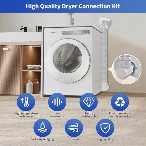 Miniatura 7 de Codo de ventilación de secadora de ropa de 90 grados Kit de conector de conducto de secadora más seguro para tubos de 4 pulgadas, kit de codo