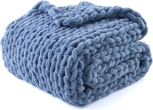 Miniatura 36 de YnM Manta Gruesa de Lana, Tejida a Mano con Hilo de Chenilla, Amigable para la Piel, Ventilada y Transpirable, Lavable a Máquina, Pieza