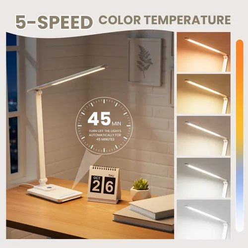 Miniatura 3 de TECHNOVA Lámpara de escritorio LED con 5 temperaturas de color Regulación continua deslizante y temporizador de un solo toque Diseño plegable