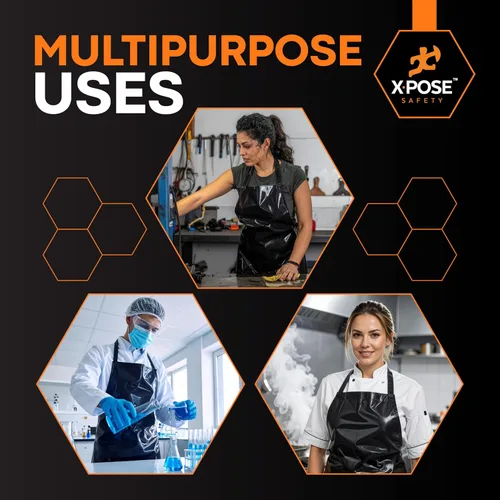 Miniatura 2 de Xpose Safety Heavy Duty Vinyl Waterproof Aprons, White - For Home, Industrial and Commercial Use - Chemical Resistant
